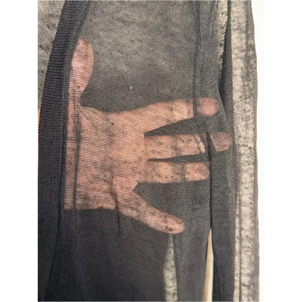 MAEVE Anthropologie Sheer witchy whimsigoth extra long linen blend cardigan XL - Picture 3 of 4